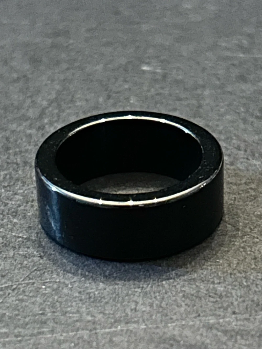 Unisex Genuine Grade A Natural Black Jade Band Ring 5.72 Grams Size 9